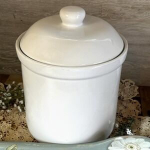 GHA Vintage Large Kitchen Canister Glazed White Ceramic with Lid Storage Baking